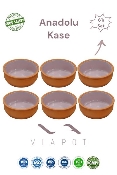 Viapot 6 Pieces Pink Anatolian Rice Pudding Bowl Hot Pot Pot - 11.5X4.5Cm 250ml