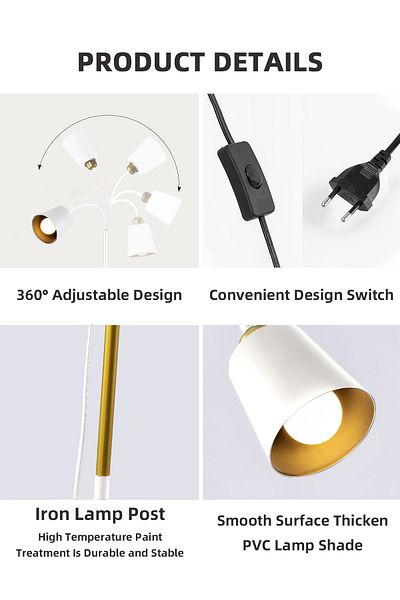 fulina 12w Nordic Minimalist Floor Lamp,3 Lighting Modes,Eye-caring Design, Adjustable 360° Lighting