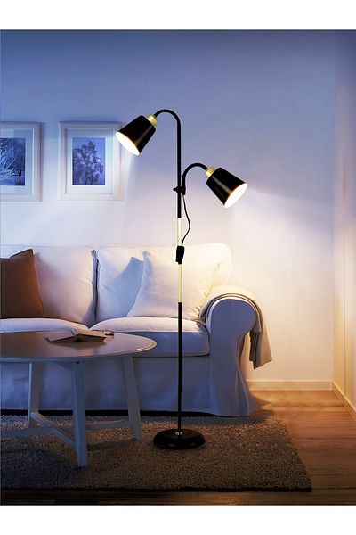 COOYA Modern Nordic Luxury Floor Lamp,3 Lighting Modes,dual-head Design,adjustable Angles,14w,black