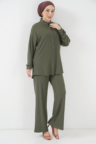 Bigdart T5858 Model Dzianinowy Hidżab Zestaw Dwóch - Kolor Khaki