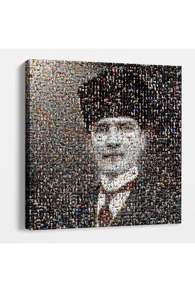 TabloShop Atatürk Kalpaklı Mozaik Kanvas Tablo - Sanatsal Ve Modern Dekor