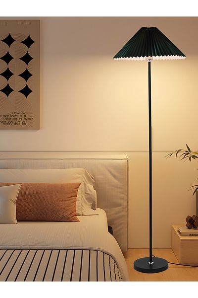 COOYA مصباح أرضي مطوي على الطراز النوردي، 3 أوضاع، تصميم بسيط، سطوع قابل للتعديل، 12 وات، أسود وأخضر
