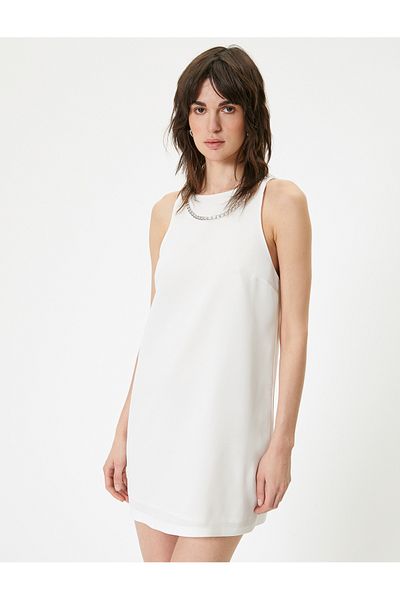 Koton Halter Neck Dress Mini Chain Accessory Detailed