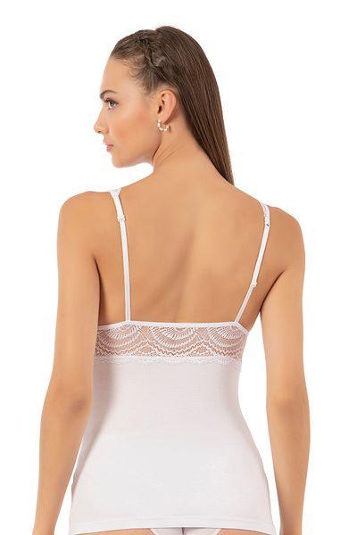 ÖZKAN underwear Özkan 26851 - V-Neck Cotton Modal Lace Undershirt, Flexible and Thick Straps