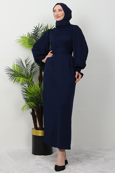 GİZ AGİYİM Φόρεμα Navy Blue Πλισέ ελαστικό