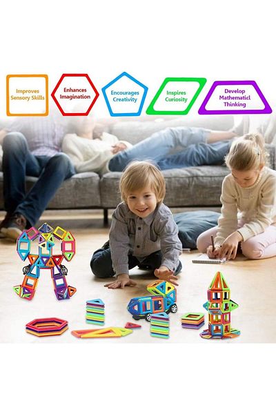 COOYA 100 PCS Magnetic Tiles Building Blocks Toy Set, Safe And Durable, 3D, DIY Creative, For Kids 3+