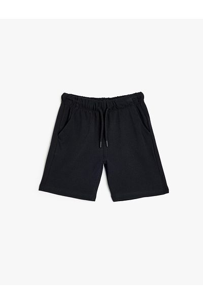 Koton Textured Basic Shorts with Tie Waist - Pockets