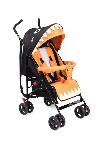 Babyhug عربة أطفال معتمدة من Lil Monsta EN، من عمر 6 أشهر إلى 3 سنوات، مع مسند ساق قابل للتعديل، وحزام أمان - برتقالي/أسود