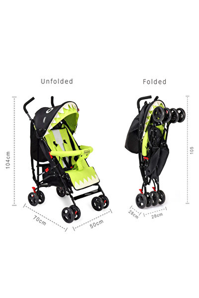 Babyhug Lil Monsta EN Certified Stroller, 6M-3Y, Adjustable Leg Rest, Safety Harness - Green/Black