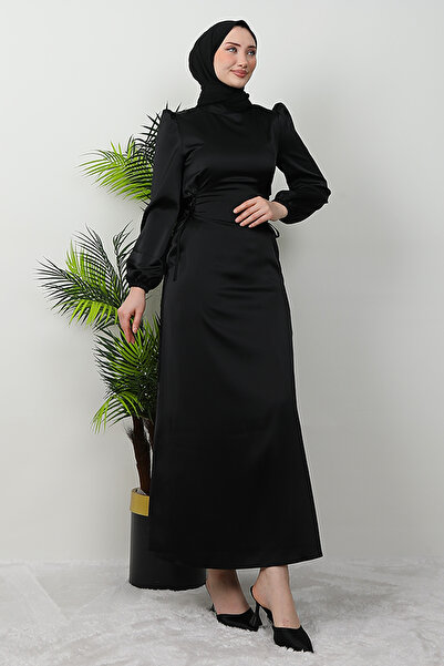 giz astore Sahra Tesettür Elbise Siyah