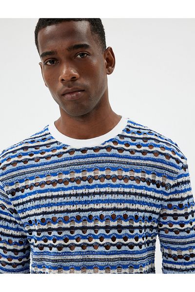 Koton Μπλουζάκι Oversize με υφή από βαμβάκι - ημιδιαφανές, κοντό μανίκι, λαιμόκοψη