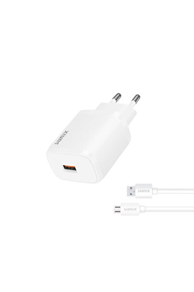 Sunix Qualcomm 3.0 USB-A Girişli Hızlı Micro Şarj Aleti Seti Beyaz S-30 BAGHOOSE 1059428
