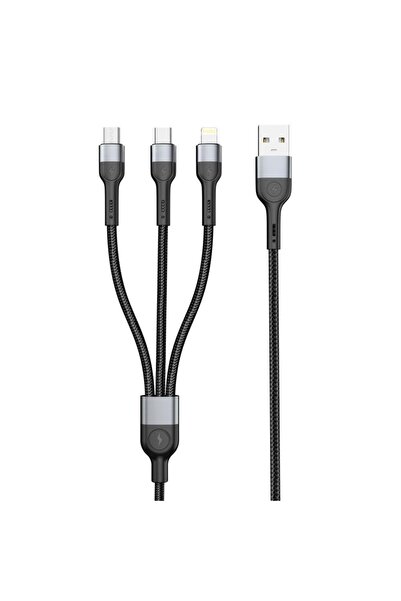 shaza 3in1 Pd 20w Lightning, Micro Ve Type-c Çıkışlı Şarj Ve Data Kablosu