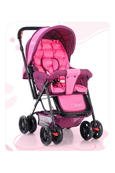 Babyhug Cocoon Stroller With Mosquito Net and Reversible Handle - Fuchsia
