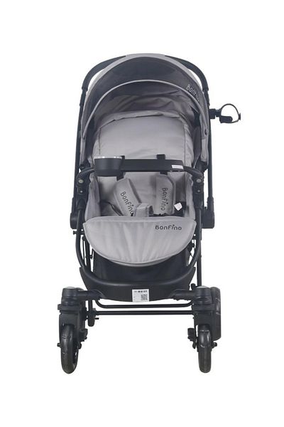 Bonfino Helios Stroller with Shock Absorbent Wheels, Multi-Recline, Mosquito Net - Grey