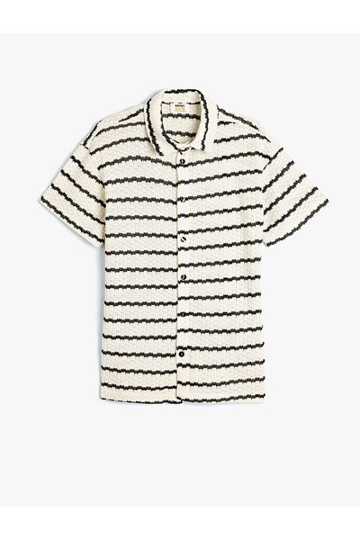 Koton Short Sleeve Shirt with Openwork - Button Design