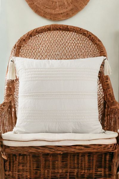 ASDİVA Buldan Woven Tassel Bohemian Design 100% βαμβάκι 45x45cm Κρέμα μαξιλαριού ριχτάρι