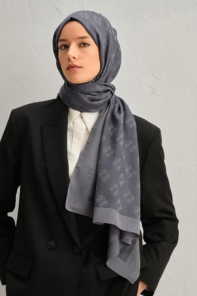 Armine Tensel-Silk Shawl - Μοτίβο λογότυπου - BFATN1 - 3296 - Γκρι