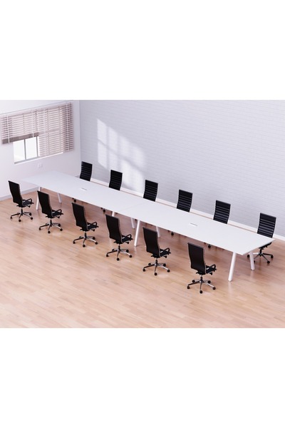 Mahmayi Bentuk 139-48 12 Seater Conference Meeting Table Modern Office Furniture - White