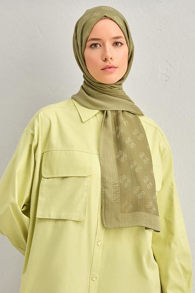 Armine Tensel-Silk Shawl - Μοτίβο λογότυπου - BFATN1 - 3297 - Πράσινο