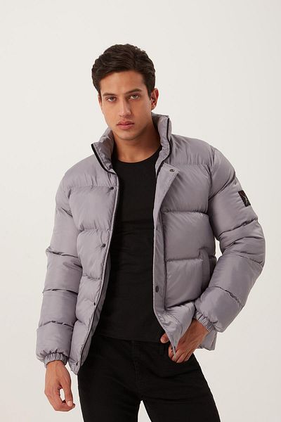 Polo State Γκρι ανδρικό πουπουλένιο παλτό Regular Fit