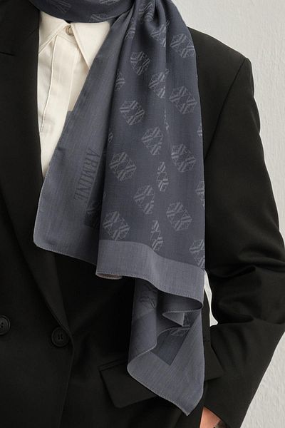 Armine Tensel-Silk Shawl - Μοτίβο λογότυπου - BFATN1 - 02 - Καπνιστό