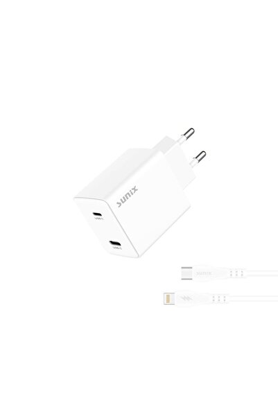Sunix 50w Usb-c Ve Usb-l Çift Çıkışlı Type-c Lightning Şarj Aleti Seti S-33