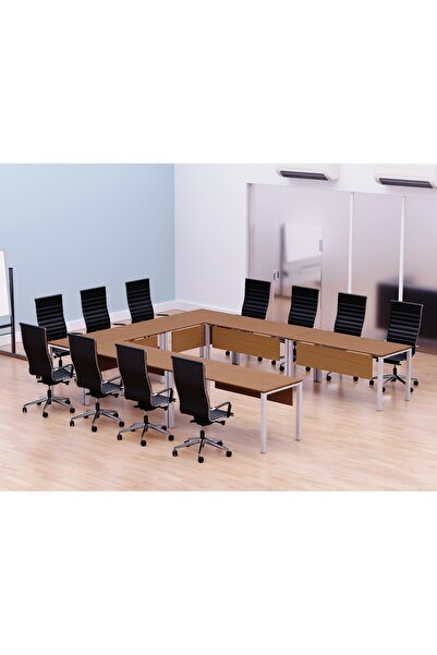 Mahmayi طاولة اجتماعات على شكل حرف U من Figura 72-12 للمكتب - 12 مقعدًا، لون ...