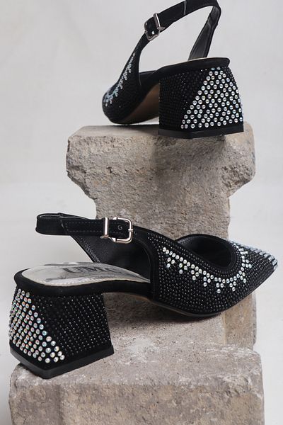 StWenn Pantofi de rochie de seară cu bijuterii ultra lux cu toc pătrat scăzut