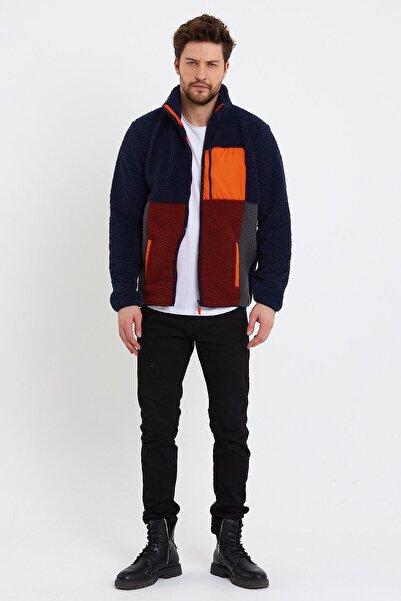 Polo State Чоловіча флісова куртка на блискавці з коміром-стійкою темно-синього кольору