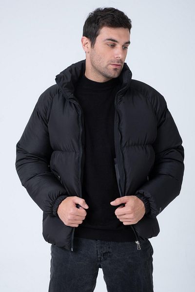 Polo State Men's Raglan Sleeve Stand Collar Age Of State Printed Coat Black