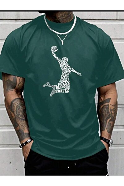 CAST COLLECTİON Unisex zelena slam dunk košarkaška majica Štampano prevelikog...