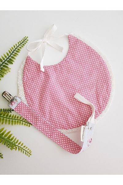 ilkimbebe Baby Bib and Pacifier Strap Set