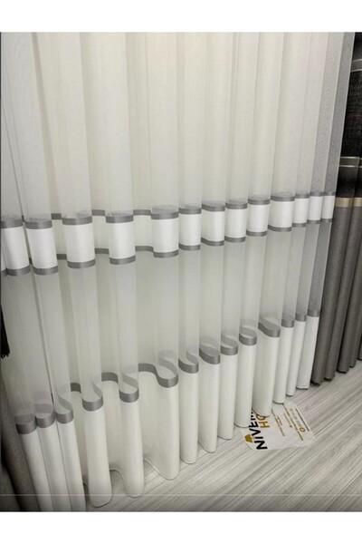 NİVEMESHOME Nivemeshome K. Grey Through Stripe Cortina din tul anti-încredere...