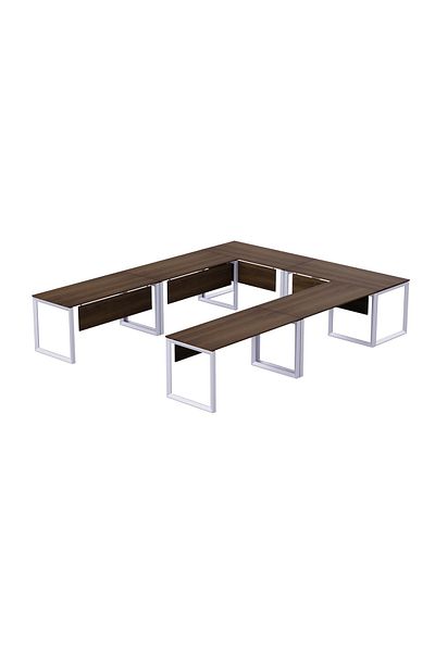 Mahmayi Vorm 136-12 U-Shaped Conference Meeting Table for Office - 12 Seater, Dark Walnut