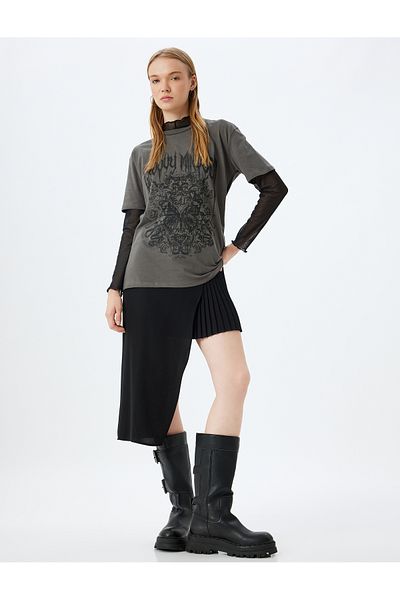 Koton Cotton Short Sleeve Crew Neck Printed T-Shirt