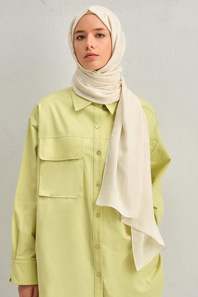 Armine Tensel-Silk Shawl - Μοτίβο λογότυπου - BFATN1 - 32100 - Κρέμα