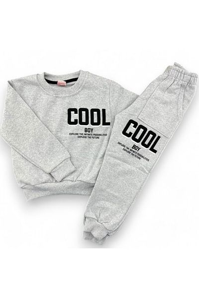 bakyaa Boy's Cool Text Detailed Cuffed Pocket Bottom Top Suit