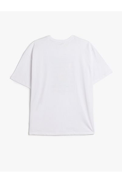 Koton Short Sleeve Crew Neck Cotton Crab and Lemon Printed Oversize Women's T-Shirt