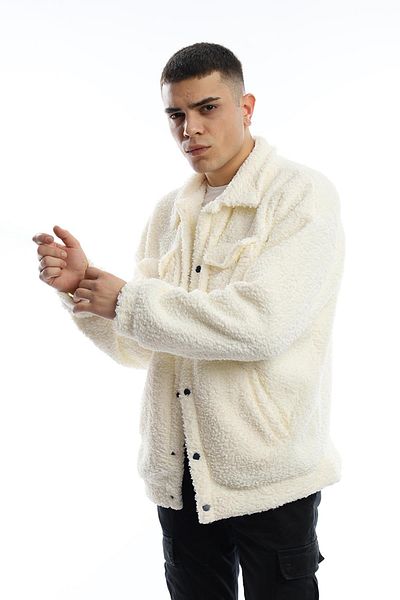 Polo State Men's Curly Plush Snap Closure Cake Ecru