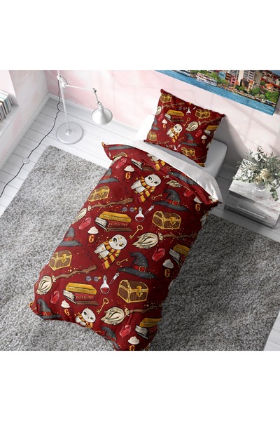 Viadela Harry Potter Gryffindor Themed Red Duvet Cover Set (Without Sheets)
