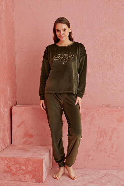 Lukitus Set de pijamale din catifea cu mâneci lungi