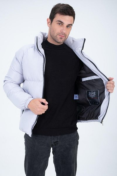 Polo State Ανδρικό μανίκι Raglan Stand Collar Age Of State εμπριμέ παλτό ασημί