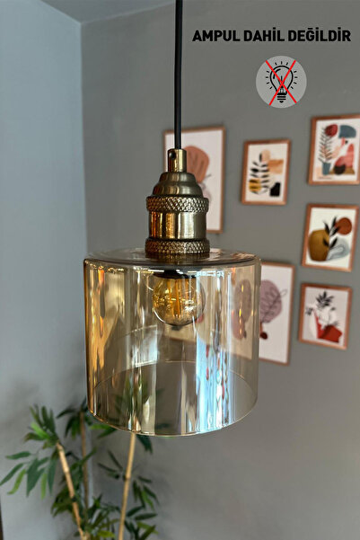Bamyum Lille Cam Bal Rengi Sarkıt Avize Eskitme Lale Başlık Lamba Salon Mutfak Avizeleri Pastane Modelleri