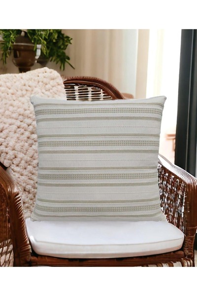 ASDİVA Buldan Woven Bohemian Design 100% Cotton 45X45Cm Throw Pillow Cover Cream