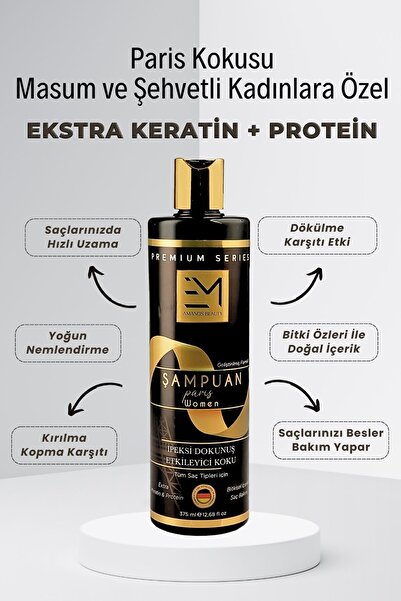 EM AMANOS BEAUTY Paris Kokusu - Kadın Şampuan - Doğal Bitki Özlü Keratin Ve Kolajen Içerir - Saç Dökülmesini Önler