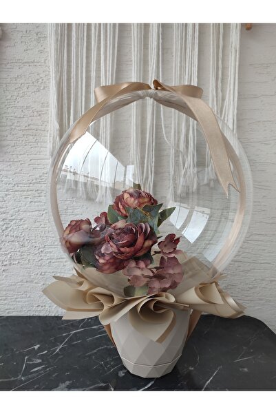 Genel Markalar Büyülü Balon-Kahve Çiçek Buketi Gül Şakayık Doğum Sevgililer G...