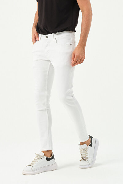 Polo State Pantaloni de blugi Jogger Sknny Fit pentru bărbați, albi