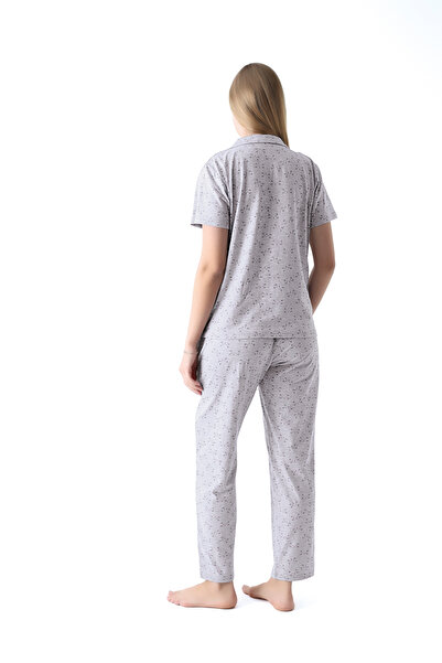 Cotpark Women's Viscose Combed Cotton Pajamas Set - Ribbed, Buttoned, Short Sleeve, Shirt Neck 19072