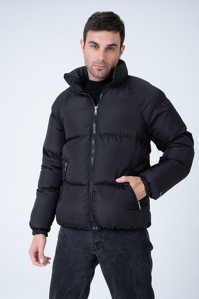 Polo State Men's Raglan Sleeve Stand Collar Age Of State Printed Coat Black